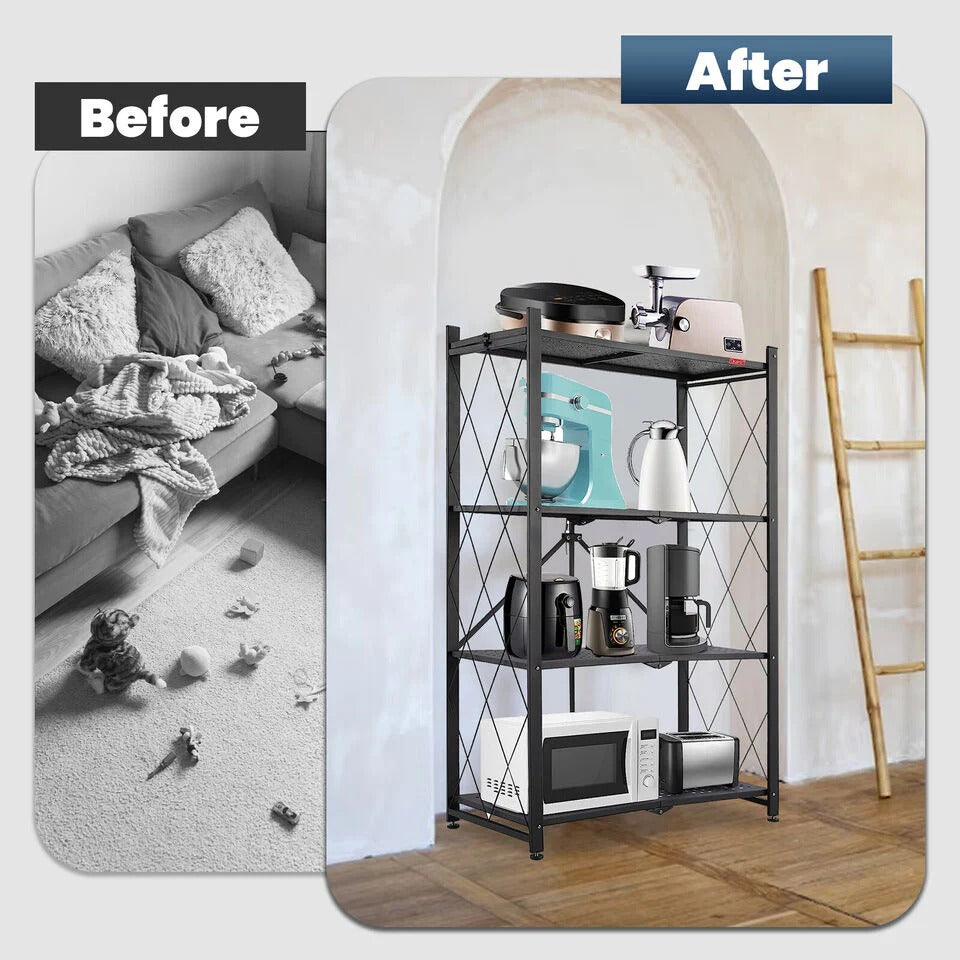 Foldable kitchen shelf rack