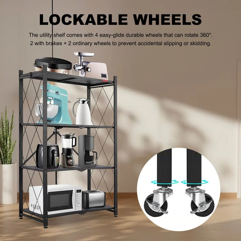 Foldable kitchen shelf rack